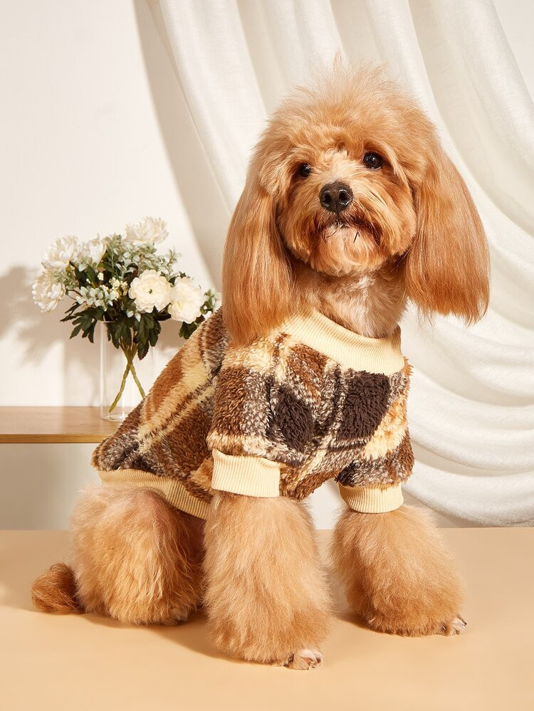 Plaid Pattern Warm Pet Hoodie | SHEIN