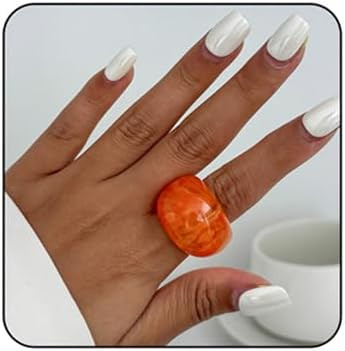Chunky Transparent Acrylic Ring for Women Candy Color Knuckle Finger Rings Resin Plastic Wide Rin... | Amazon (US)