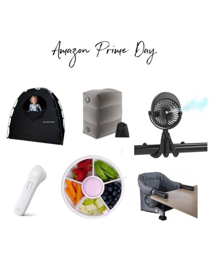 Amazon Prime day sales - baby/travel accessories. Stroller fan with mist, inflatable foot rest for airplane, hook on table high chair, snack spinner, thermometer, and slumberpod 

#LTKxPrimeDay #LTKfamily #LTKbaby