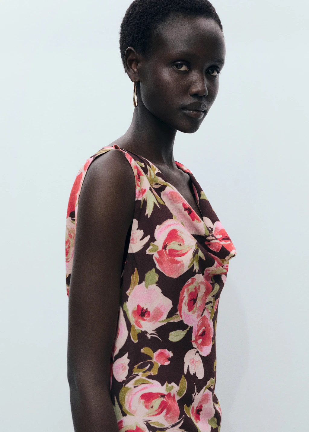 Vestito floreale collo drappeggiato - Donna | MANGO Italia | Mango EU