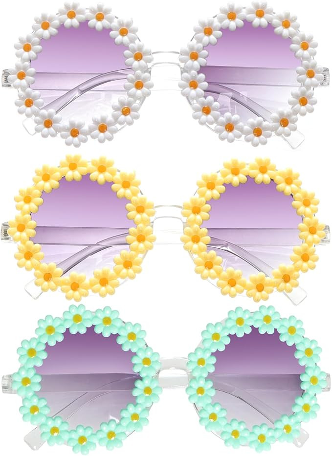 Amazon.com: Topbuti Girls Round Daisy Flower Sunglasses Flower Shaped Cute Glasses UV 400 Protect... | Amazon (US)