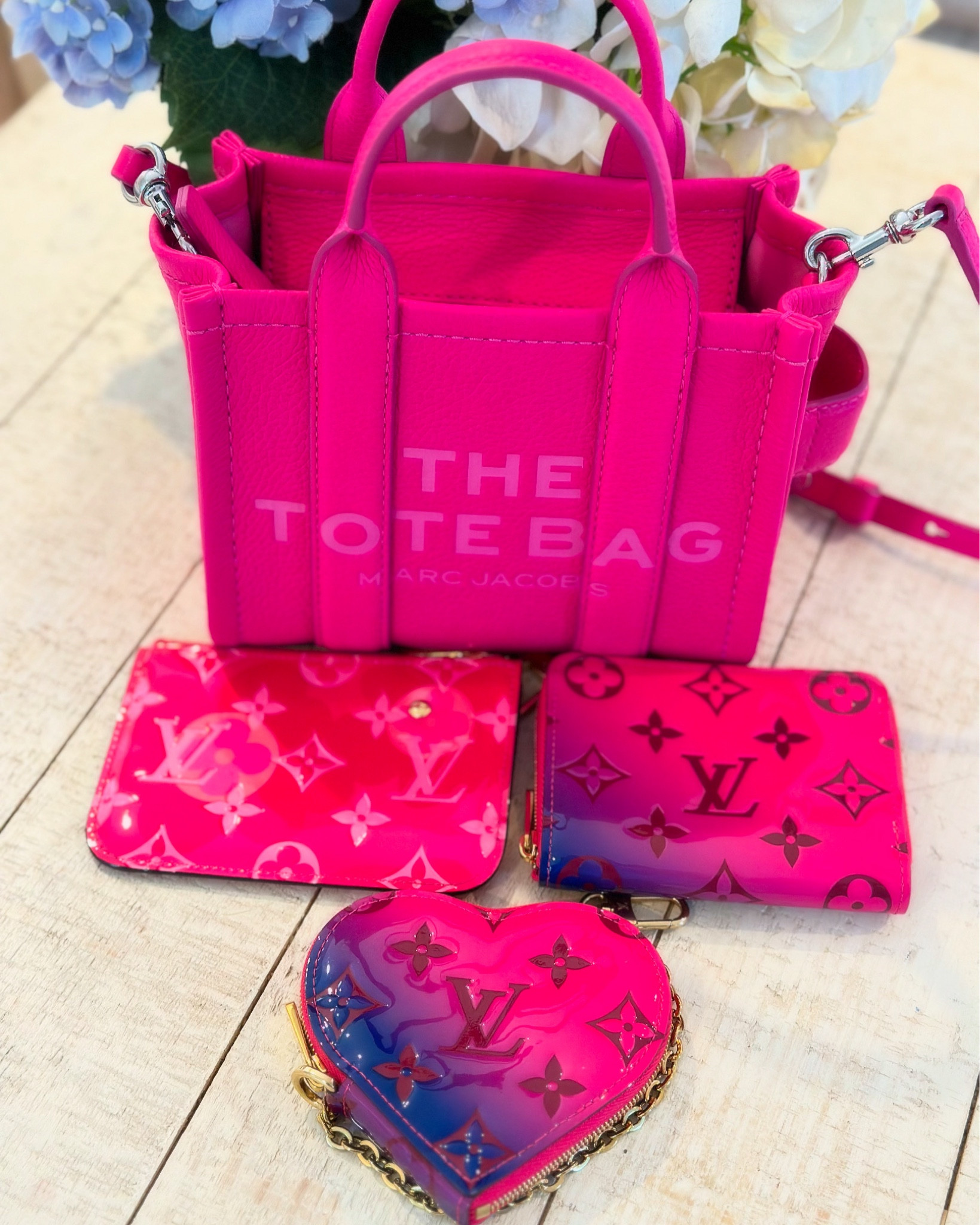 Hot Pink Marc Jacobs mini Tote Bag with a side of hot pink LV slgs. 

#LTKItBag #LTKStyleTip #LTKSeasonal