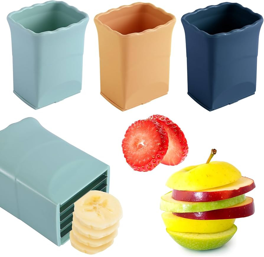 Jaxbo 3 PCS Cup Slicer,Egg and Fruit Slicer,Multifunctional Fruit Cutter & Slicer,Stainless Steel... | Amazon (US)