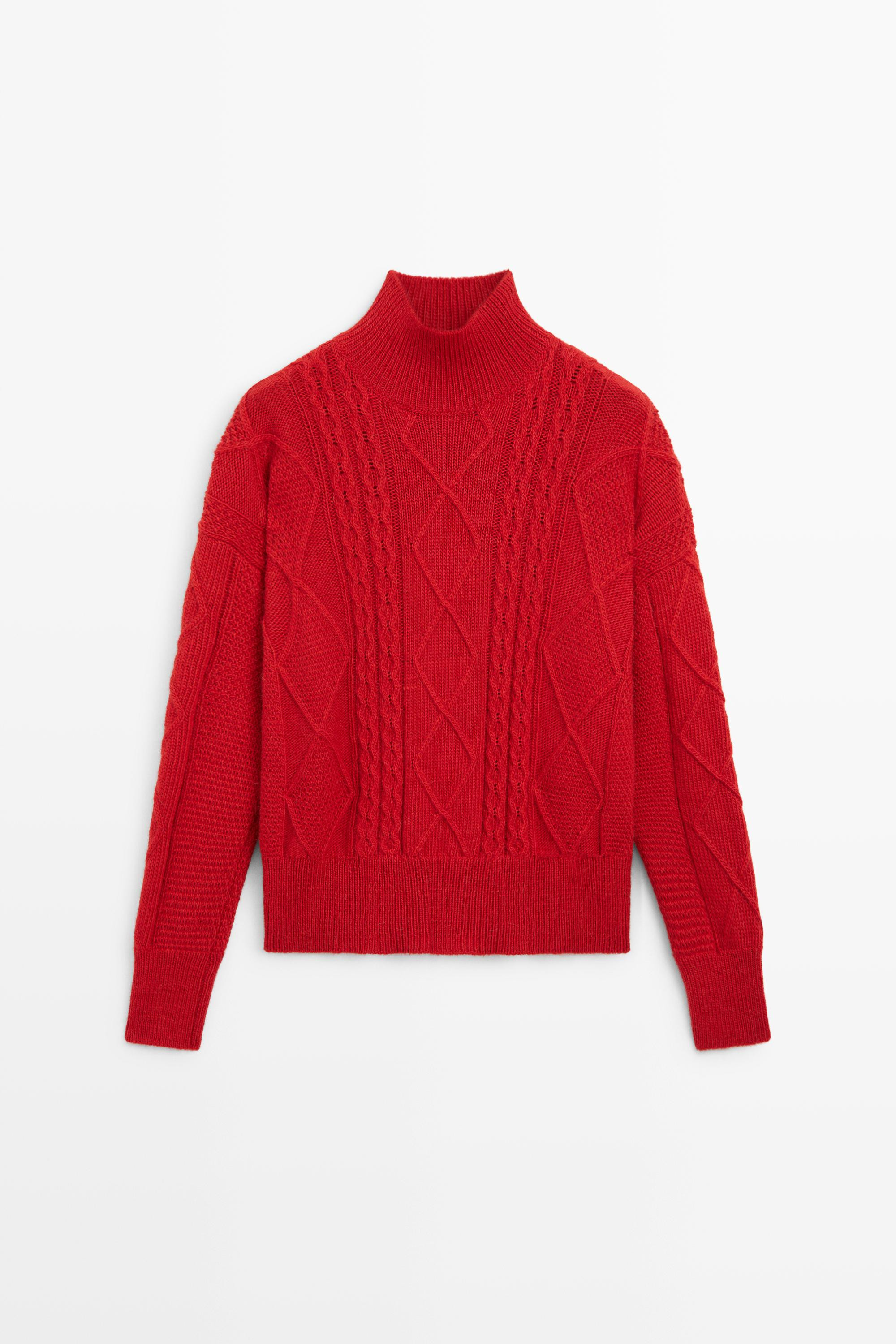 Wool blend cable-knit sweater | Massimo Dutti UK