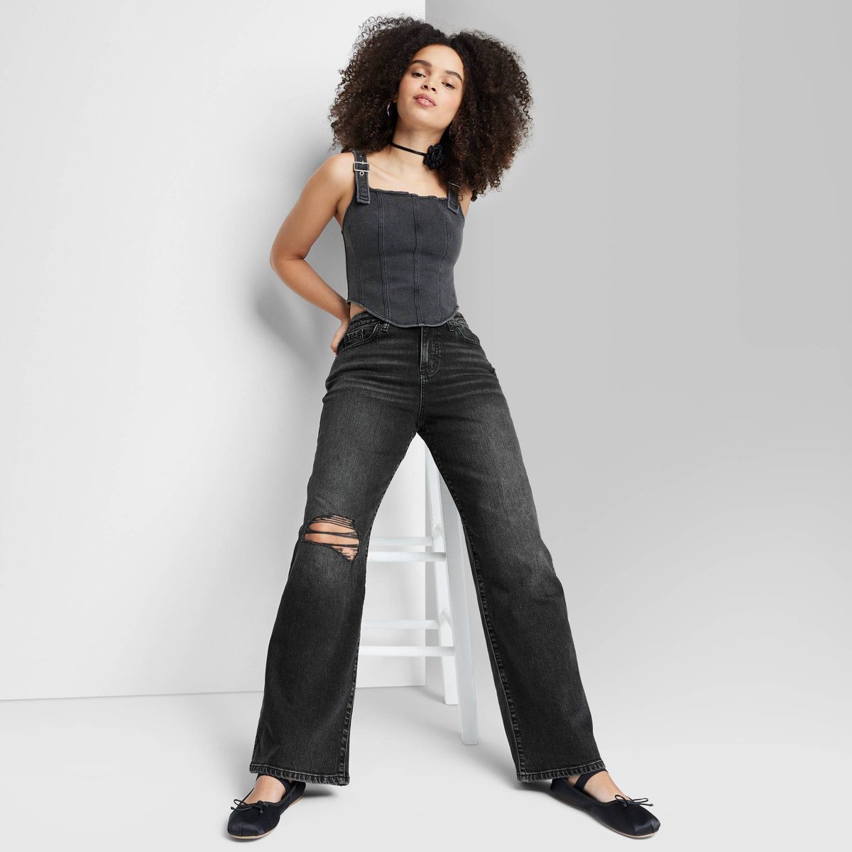Women's High-Rise Wide Leg Baggy Jeans - Wild Fable™ Black | Target