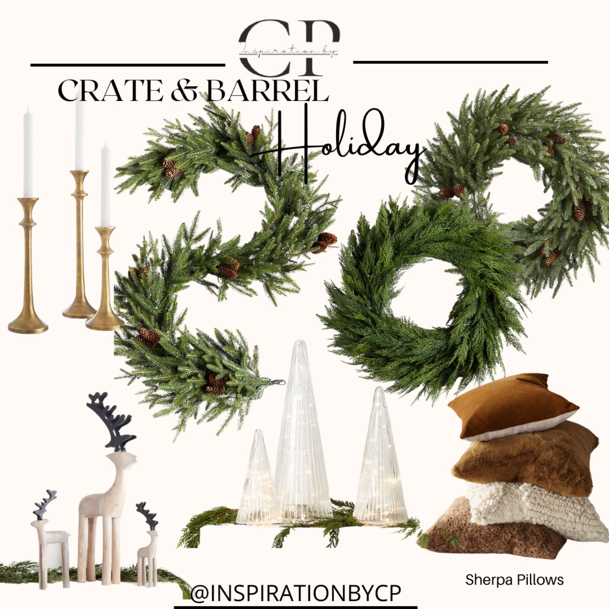 Crate&Barrel Holiday 
#cedargarland #glasschristmastrees #reinddeerdecor #brasscandleholder #christmasdecor #organicchristmas #cedarwreath

#LTKHoliday #LTKstyletip #LTKhome