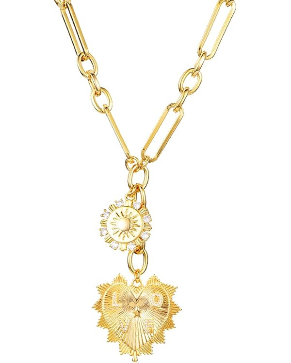HETICA Chunky Gold Necklace for Women, Heart Pendants Necklace Sun Flower Necklace Fashion Hip Ho... | Amazon (US)