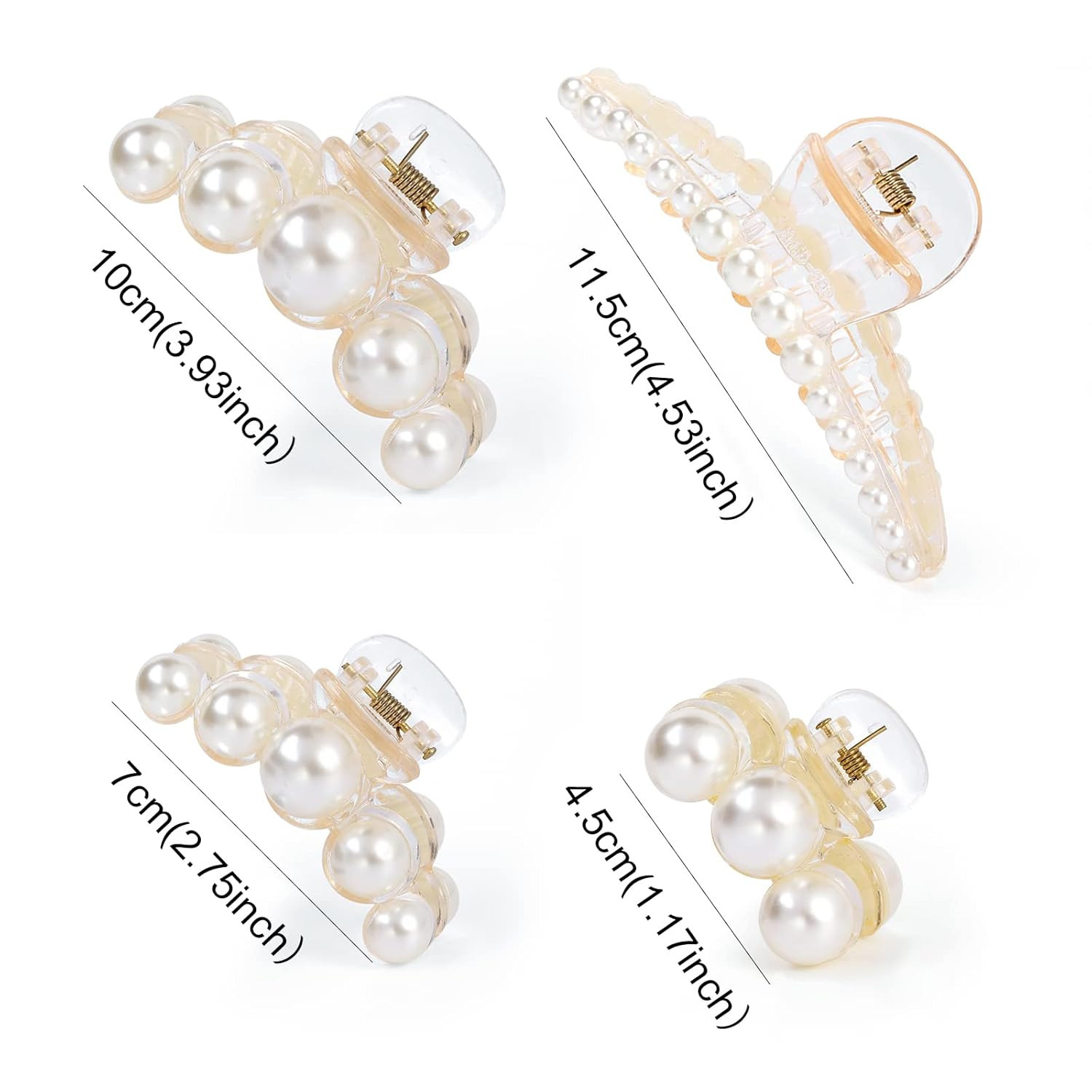 Mehayi 4 PCS Large Pearl Hair Claw Clips for Women Girls, Hair Barrette Clamps for Thick Thin Hai... | Amazon (US)