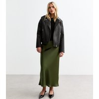 Women's Petite Khaki Satin Slip Skirt New Look | New Look (UK)