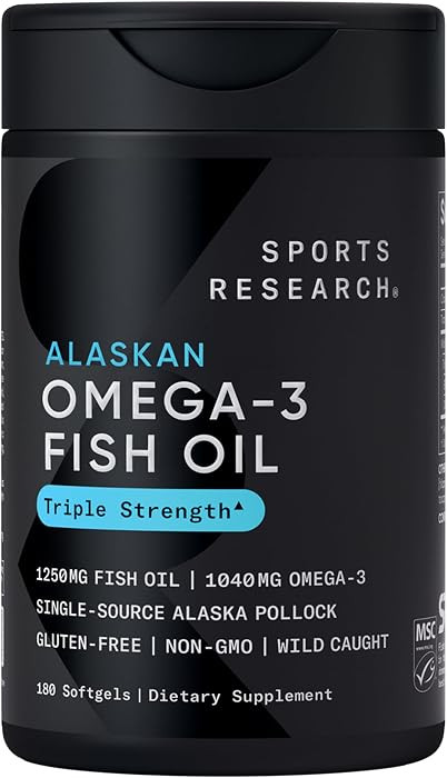 Sports Research\u00ae Omega-3 Fish Oil 1250 - Triple Strength Fish Oil Supplement from Wild Alask... | Amazon (US)