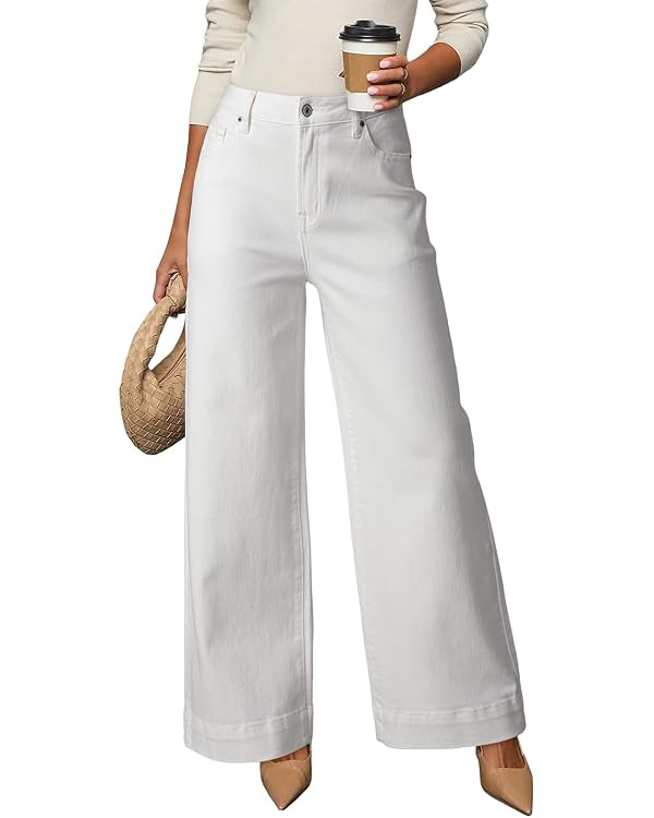 Dokotoo Women's Casual High Waisted Jeans Stretch Wide Leg Loose Denim Pant | Baggy Jeans Women, ... | Amazon (US)