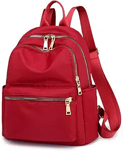 Collsants Small Nylon Backpack for Women Lightweight Mini Backpack Purse Travel Daypack (red) | Amazon (US)