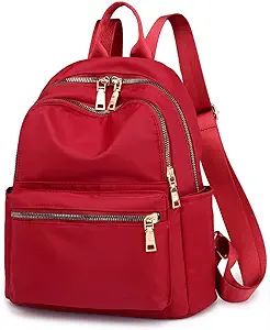 Collsants Small Nylon Backpack for Women Lightweight Mini Backpack Purse Travel Daypack (red) | Amazon (US)