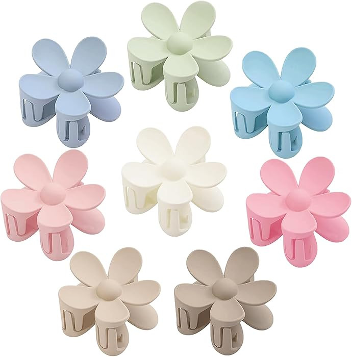 Flower Hair Clips 8PCS Large Claw Clips for Women Girls Thick Hair Large Daisy Hair Clips Matte C... | Amazon (US)