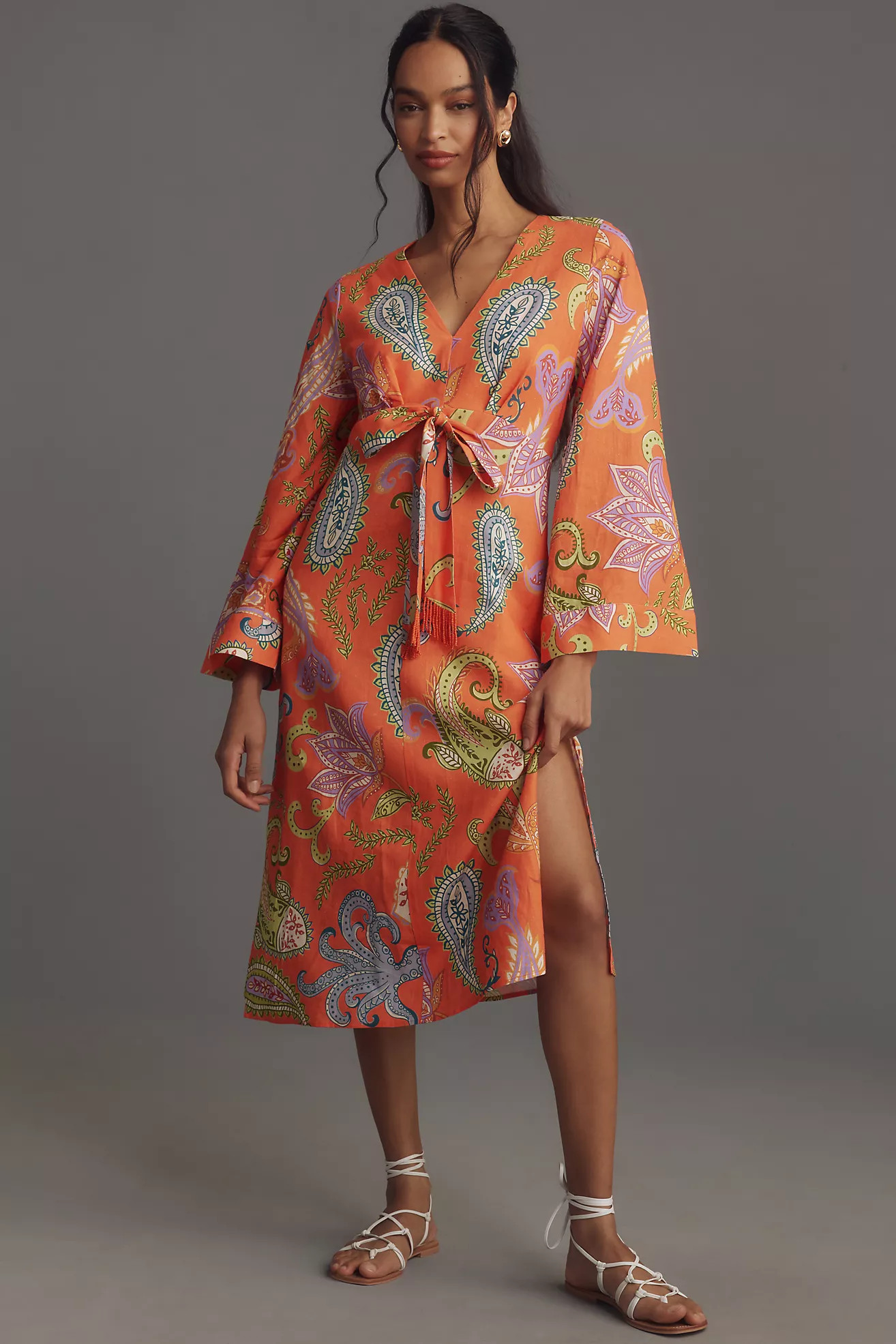 Farm Rio x Anthropologie Bell-Sleeve V-Neck Dress | Anthropologie (US)