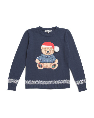 Big Girls Fair Isle Trim Teddy Sweater | Marshalls