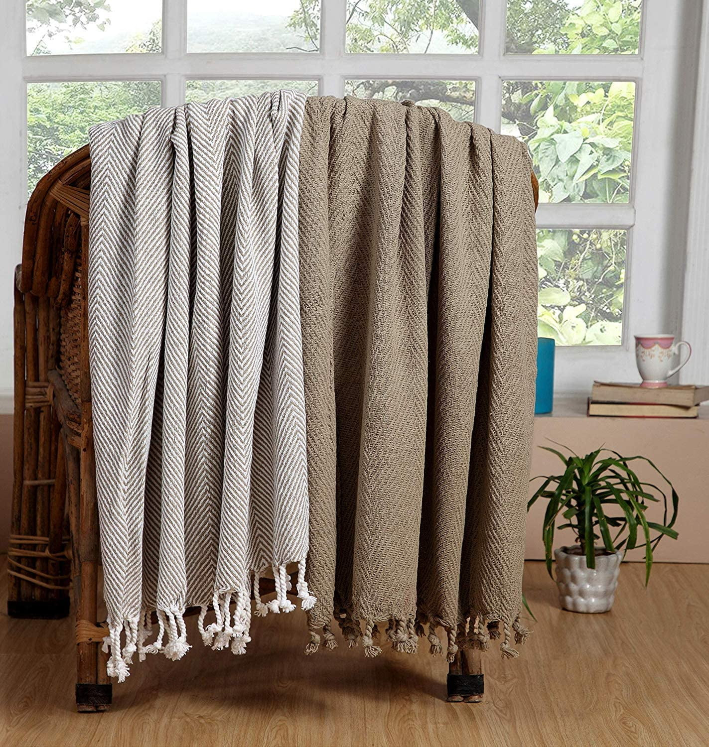 Hand-Woven Cotton Throw Blanket - All-Season Set of 2 (60x50 inches) | Walmart (US)