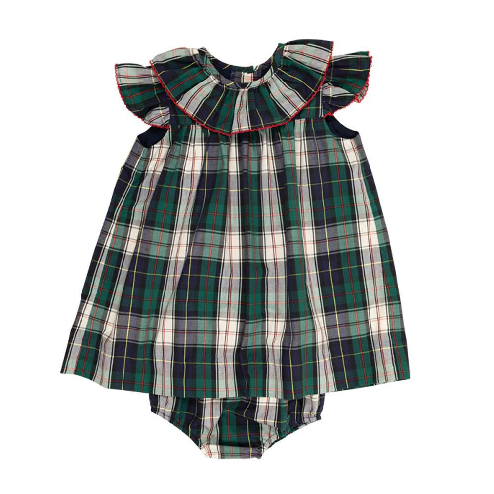 Dorothy Day Dress - Old Campus Clad with Richmond Red Picot | The Beaufort Bonnet Company