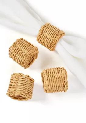 Crown & Ivy™ Rattan Napkin Rings - Set of 4 | Belk