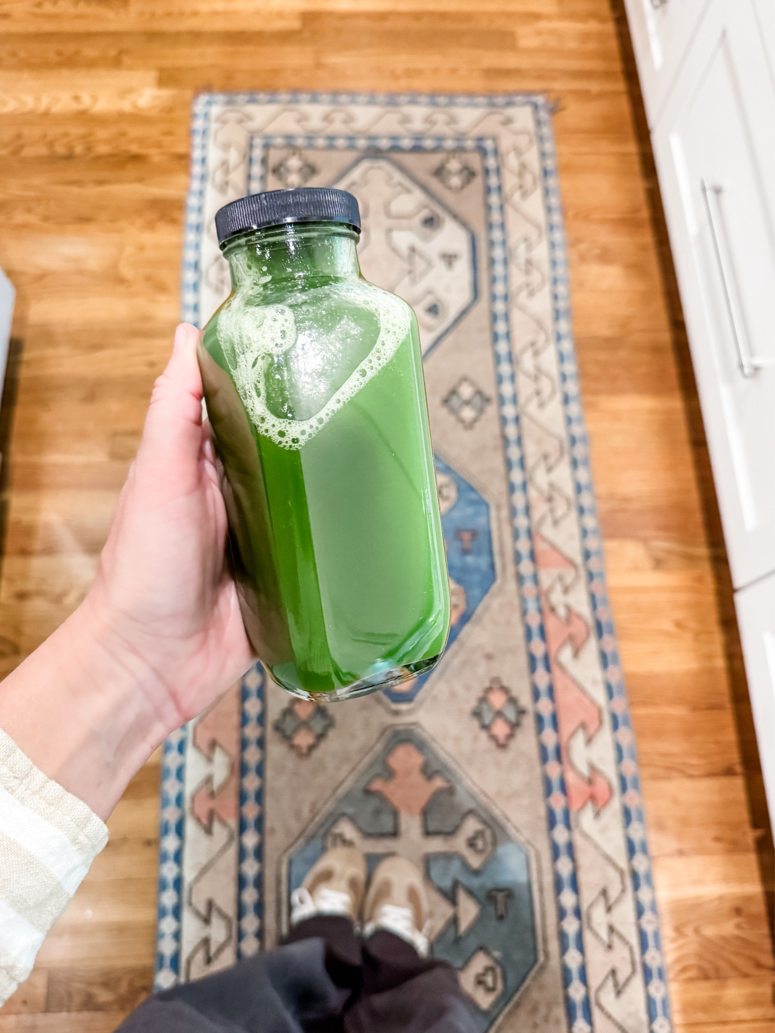 Green Juice Recipe: 

1 pineapple 
1 green apple 
1 cucumber 
1 carton baby spinach 
Few celery stalks 
Ginger cubes or fresh 

Blend all in vitamix and strain well. Enjoy for up to 4/5 days in the fridge. It will separate, no big deal just shake and enjoy  

#LTKActive #LTKHome #LTKFamily