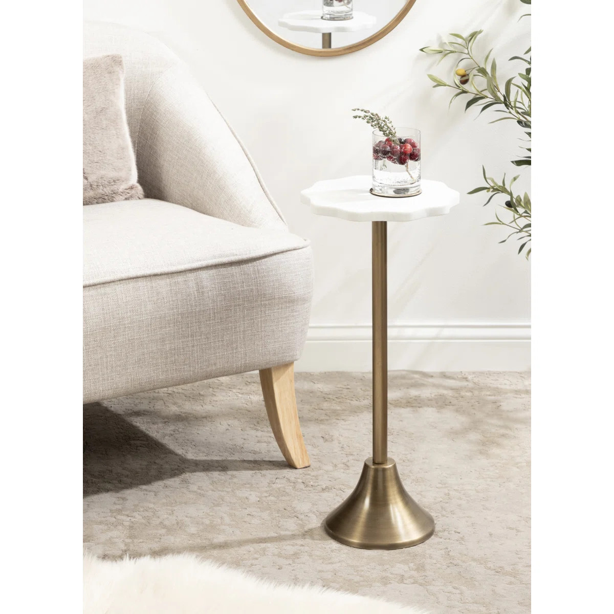 Round Marble and Metal Drink Table | Wayfair North America