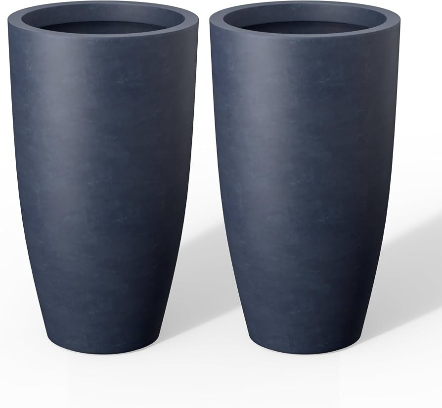 Kante 23.6" H Charcoal Concrete Tall Planters (Set of 2), Large Outdoor Indoor Decorative Plant P... | Amazon (US)