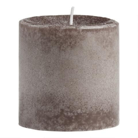 3x3 Bergamot Linen Mottled Pillar Scented Candle | World Market