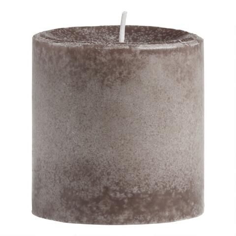 3x3 Bergamot Linen Mottled Pillar Scented Candle | World Market
