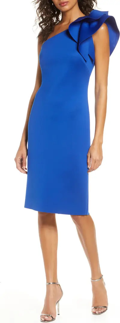 One-Shoulder Scuba Crepe Cocktail Dress | Nordstrom