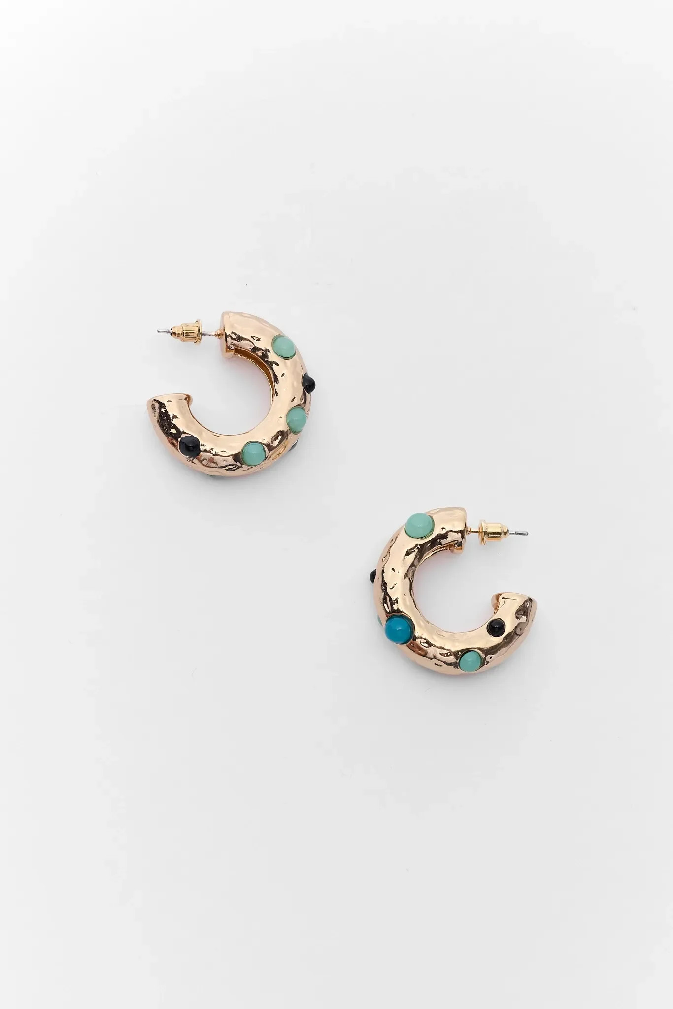Gold Multi Stone Hoop Earrings | Avara