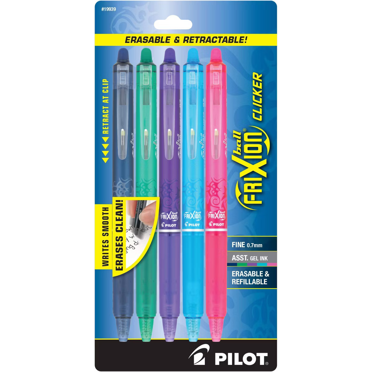 Pilot 5pk FriXion Clicker Erasable Gel Pens Fine Point 0.7mm Assorted Inks | Target