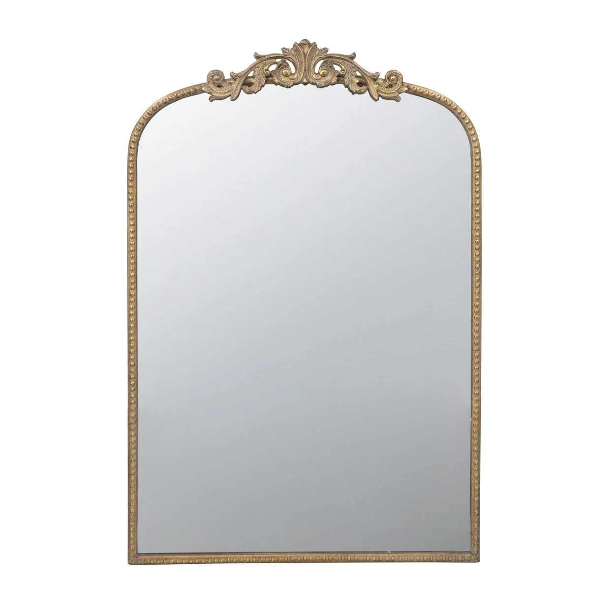 Kea 36 Inch Wall Mirror, Gold Curved Metal Frame, Baroque Accent Design- Saltoro Sherpi | Walmart (US)