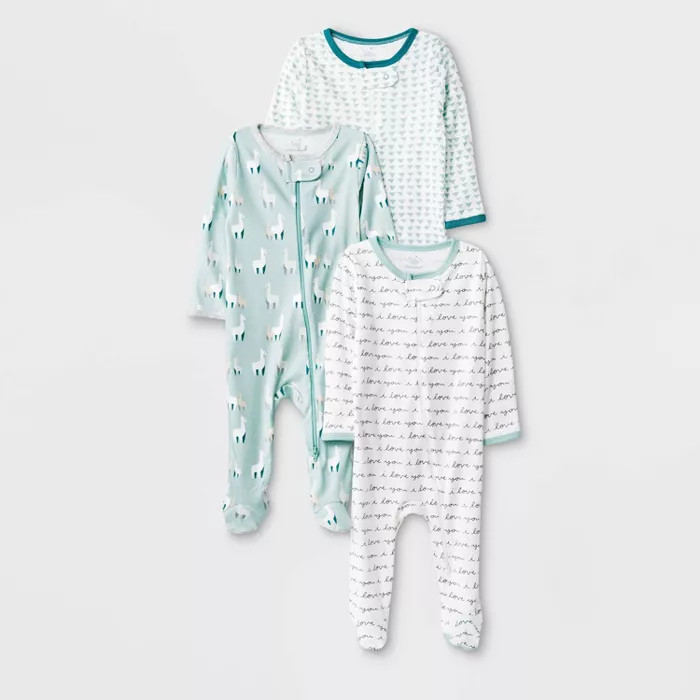 Baby 3pk Llama Love Zip Sleep N' Play Pajama - Cloud Island™ | Target