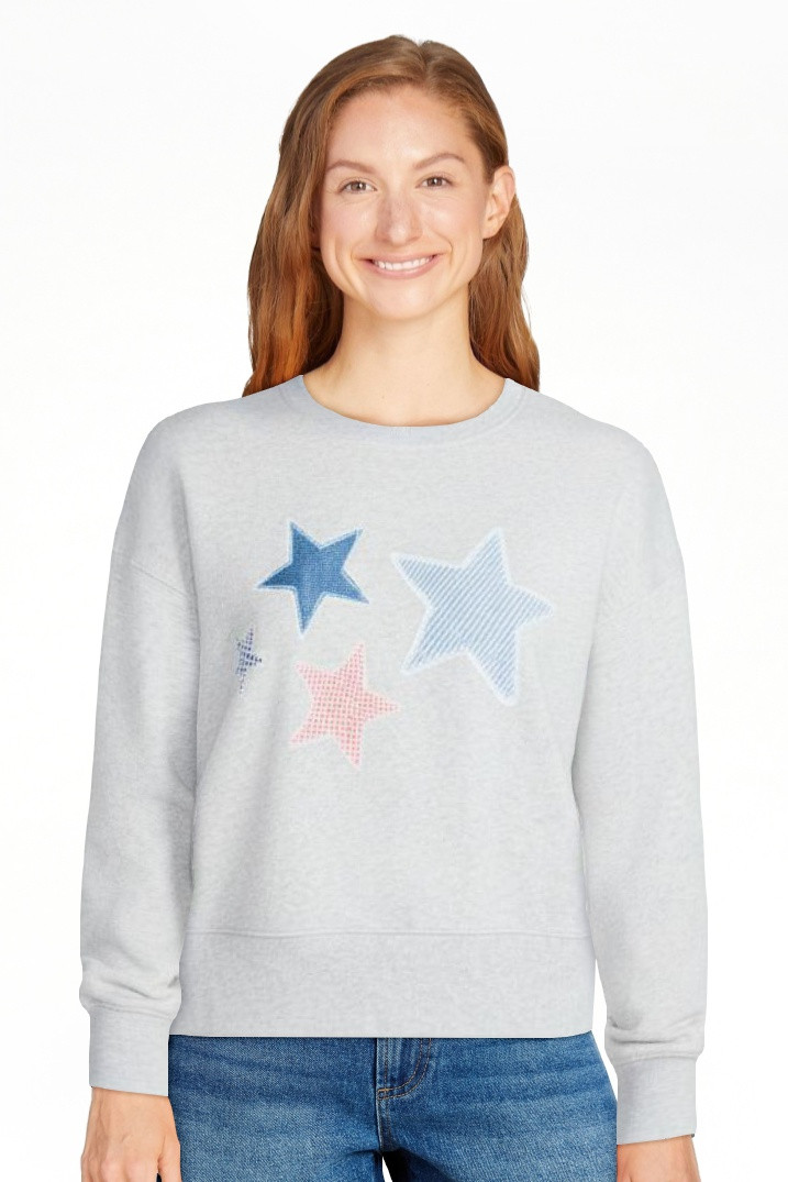 No Boundaries Boxy Americana Sweatshirt with Long Sleeves, Women's XXS-4X | Walmart (US)