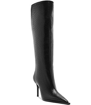 Schutz Mary Up Snake Embossed Leather Knee High Stiletto Boots - 6 | Dillard's