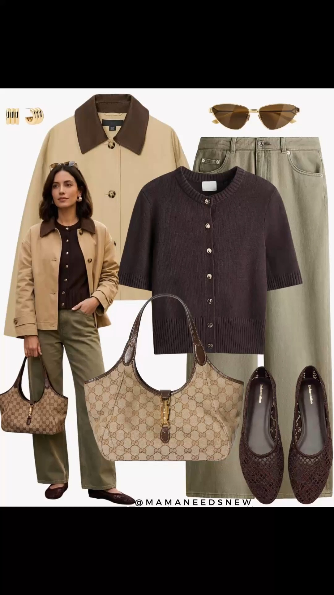 A spring outfit with a jacket, short sleeve cardigan, jeans, shoulder bag, flats 💚🤎

#LTKootd #LTKSaleAlert #LTKSeasonal