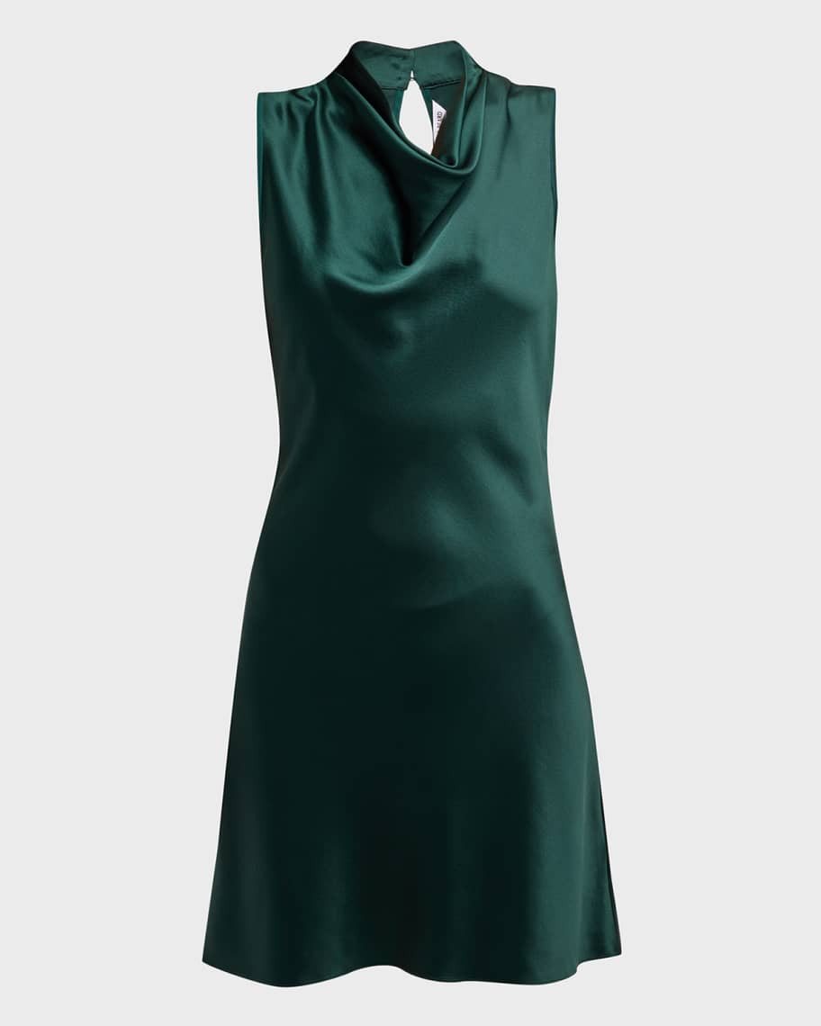 Maelle Silk Cowl-Neck Sleeveless Mini Dress | Neiman Marcus