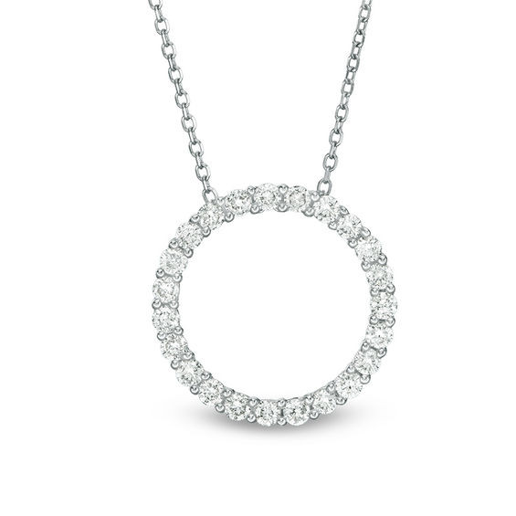 1/6 CT. T.W. Diamond Circle Necklace in 10K White Gold - 17" | Zales