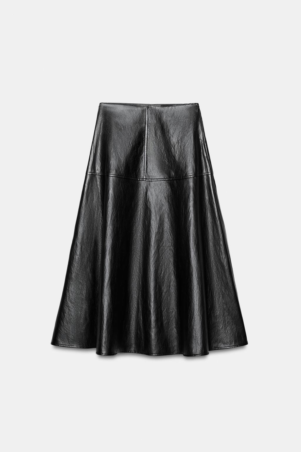 FAUX LEATHER-EFFECT MIDI A-LINE SKIRT | Zara US