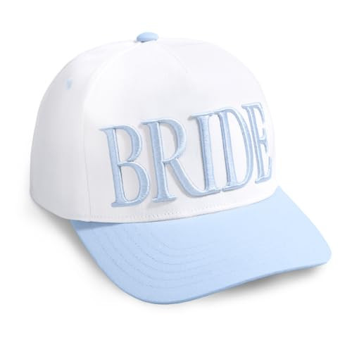 xo, Fetti White + Blue Bride Trucker Hat | Bachelorette Accessory, Bridal Headwear, Bach Party Decorations, Bridesmaid Gift, Wedding Cap | Amazon (US)
