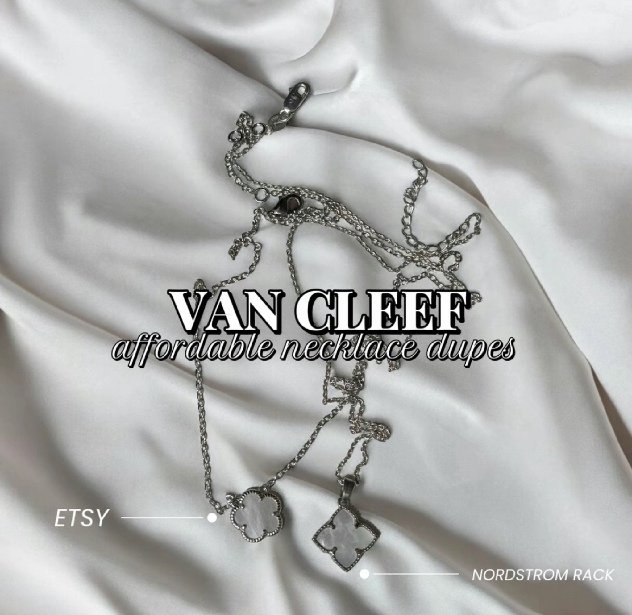 Looking to add some elegance to your collection? Take a peek at these Van Cleef necklace dupes I found! 
 ⚜️ Nordstrom Rack: $24.97  ⚜️ Etsy: $37.66
 While the Nordstrom Rack find is my favorite, it's prone to tarnishing from perfume and sweat. (I’ll most likely be re-buying and taking care of it a bit more!)
 Keep your jewelry game strong (and budget friendly)! 💫 


#LTKstyletip #LTKfindsunder100 #LTKfindsunder50