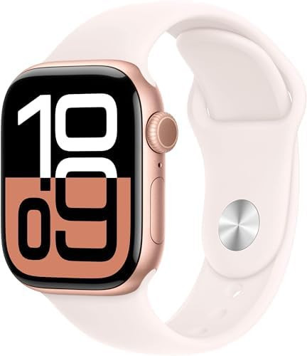 Apple Watch Series 10 [GPS, 42mm] - Rose Gold Aluminum Case with Light Blush Sport Band, S/M (Renewed Premium) | Amazon (US)