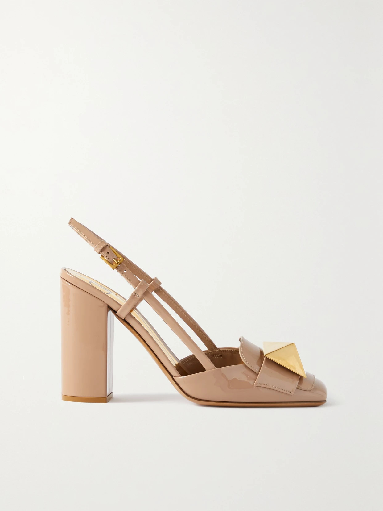 Valentino Garavani - Valentino Garavani One Stud 100 Patent-leather Slingback Pumps - Pink | NET-A-PORTER (US)