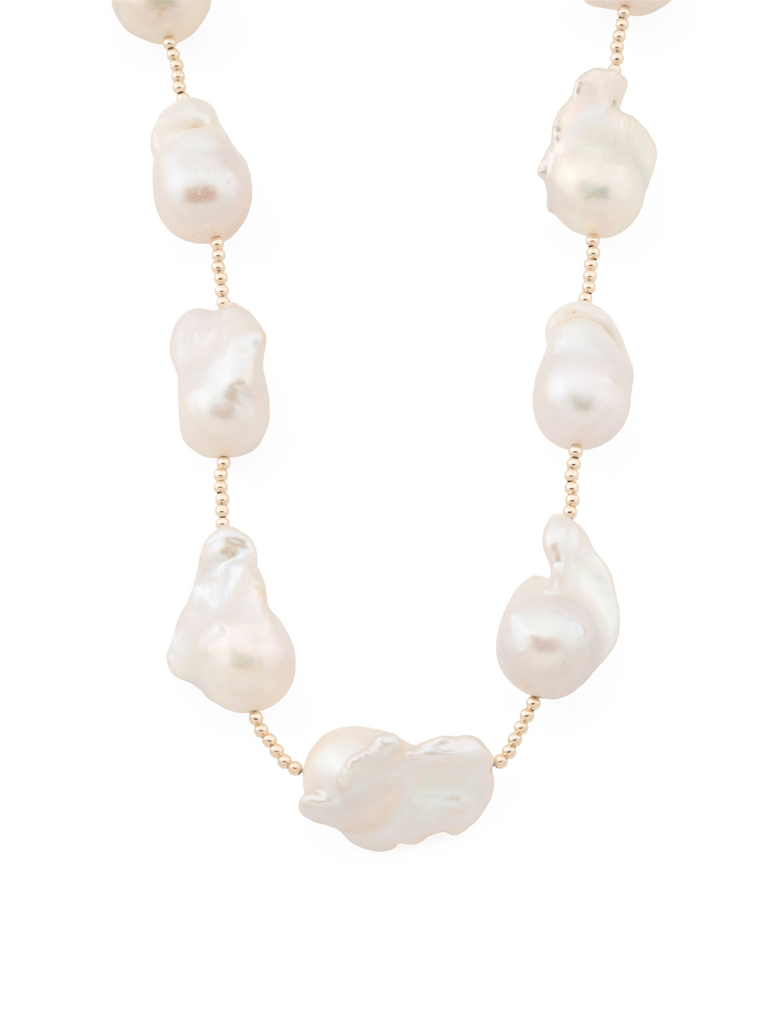 Made In Usa 14kt Gold Bead Pearl Station Necklace | TJ Maxx