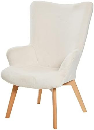 Creative Co-Op Plush Wingback Chair, White | Amazon (US)