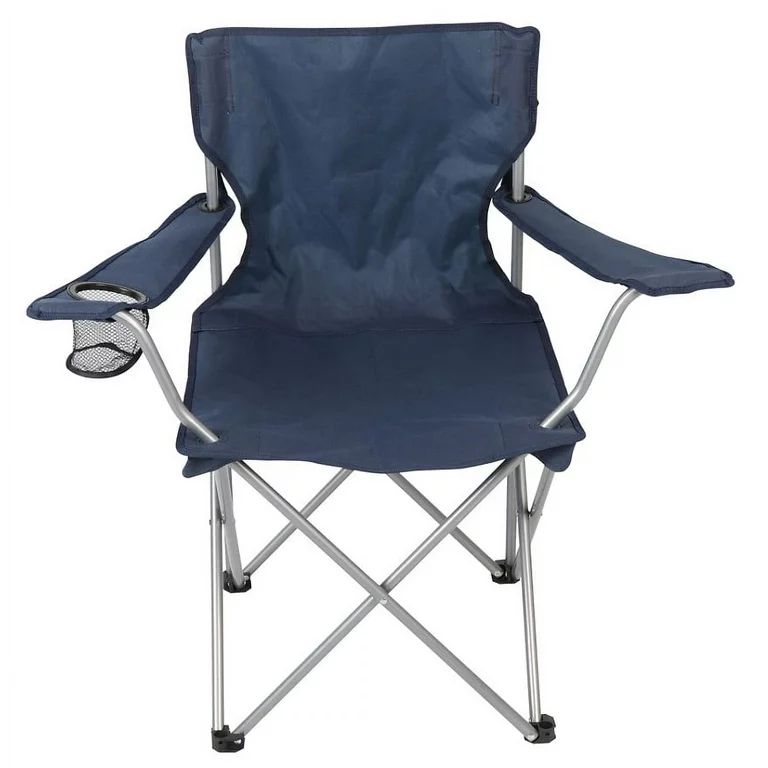 Ozark Trail Basic Quad Folding Camp Chair with Cup Holder, Blue, Adult | Walmart (US)