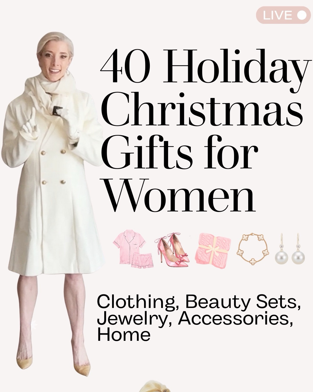 Amazon Live Sat. Dec 20th 10:30 am EST! Shop amazing finds for last minute LTK holiday gifts. 
Shop and sip your coffee. Show runs about 2ish hrs so pop in and say hello! 

Amazon.Com/live/haileyefeldman 

LTK holiday last minute gifts for women, pajamas and home decor under $20. Amazon quick ship LTK gift guide must haves.  Shop and LTK grwm as I style home decor , outfits, beauty sets and even ways to wrap your gifts fast AND beautifully. 

Classic chic elegant style doesn’t mean spending millions! Shop My Chic Style Live Sat 12/20/2025 last show of the year & AGAIN NEW YEAR’S DAY! Same time.  
Almost everything except one pair of earrings is LTK finds under $100! Yay! 

#LTKFindsUnder100 #LTKHoliday #LTKGiftGuide