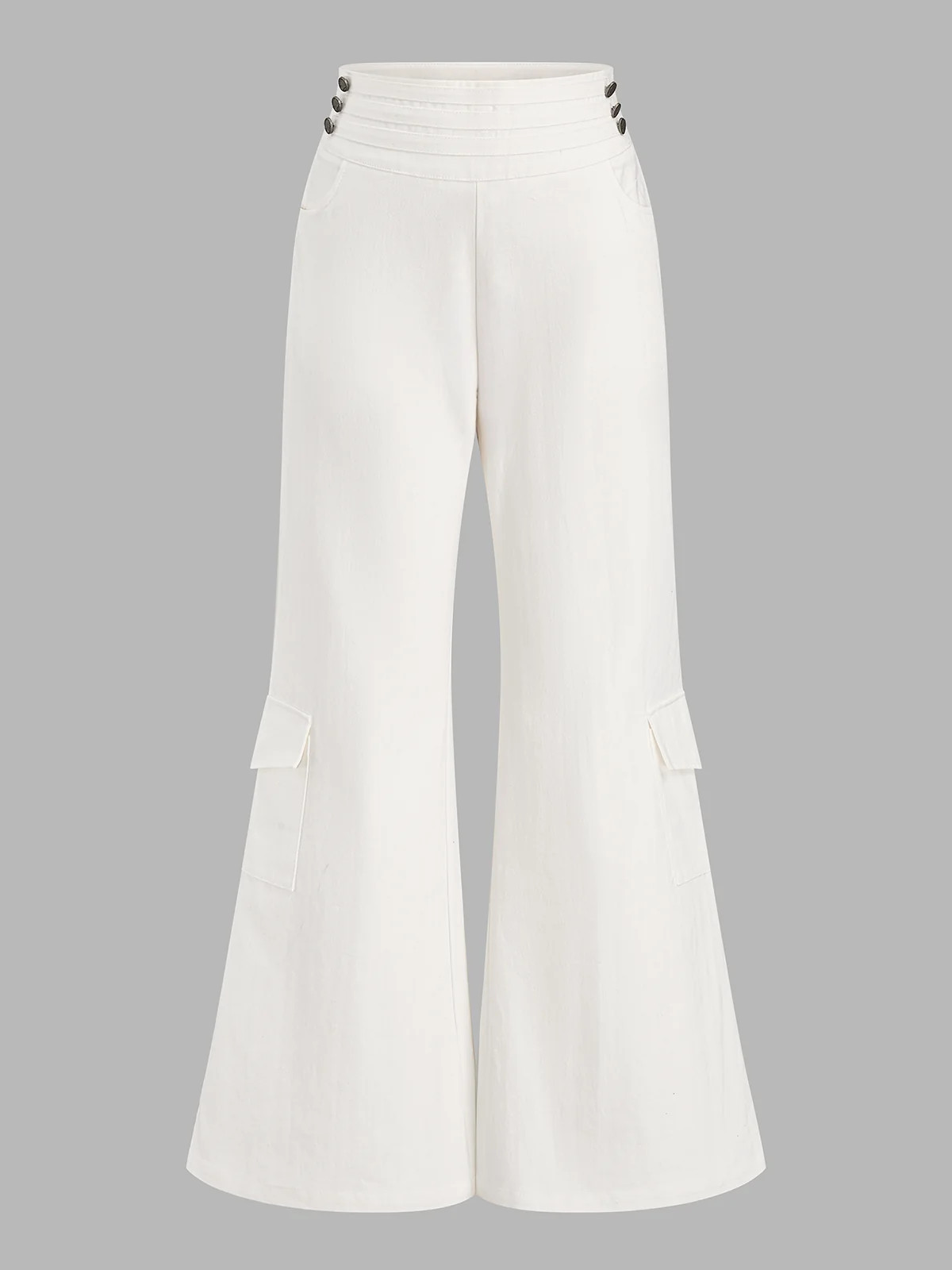 Multi Button Cargo Flare Jeans | Commense