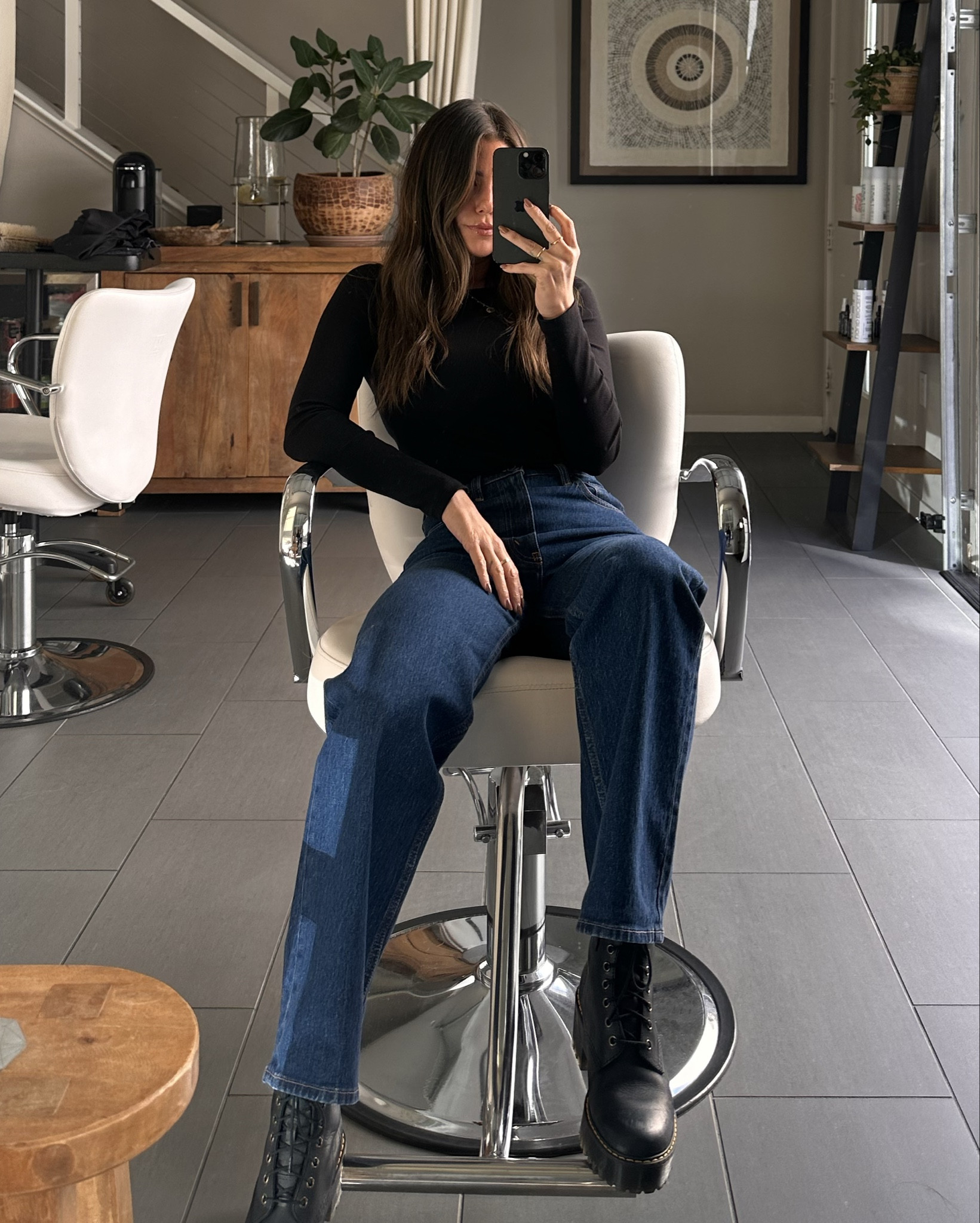 The dark denim jean you need in your closet. I recommend sizing down.
I got these jeans in size-23 
Boots true to size-my size is 8 