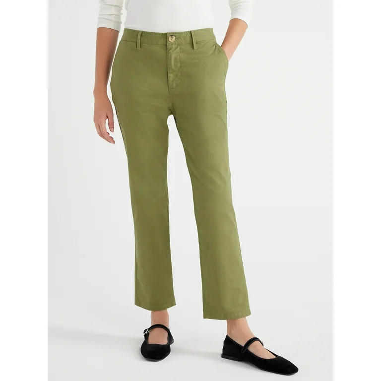 Free Assembly Women's Midrise Slim Straight Chino Pants, 27” Inseam - Walmart.com | Walmart (US)